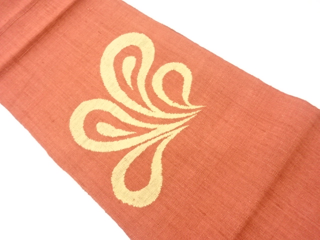 手織り紬抽象模様織出し名古屋帯